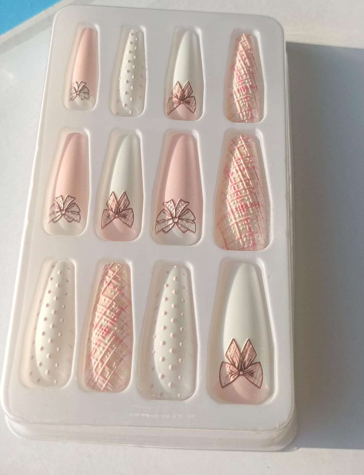 24 piece snow crystal white fancy adhesive nails