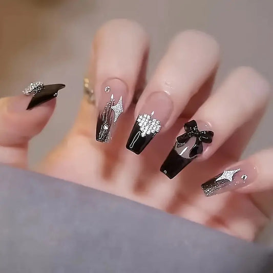 False Nails 24 pcs - Full Cover Short Acrylic Fake Nails for Women