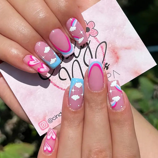 Glossy Square Fake Nails 24pcs/set