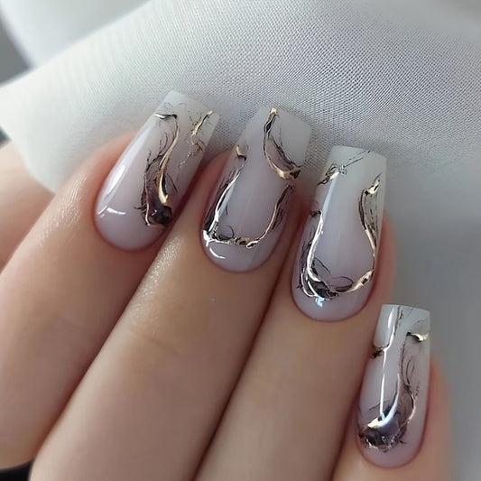 24Pcs Nails Press On Supplies False Charms Tips For ABS Nail Art And Decorations Manicure Extension Contains Jelly Gel