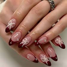 24pcs Red French Fake Nails