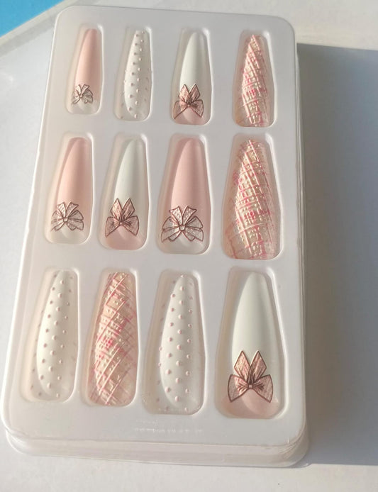 24 piece snow crystal white fancy adhesive nails